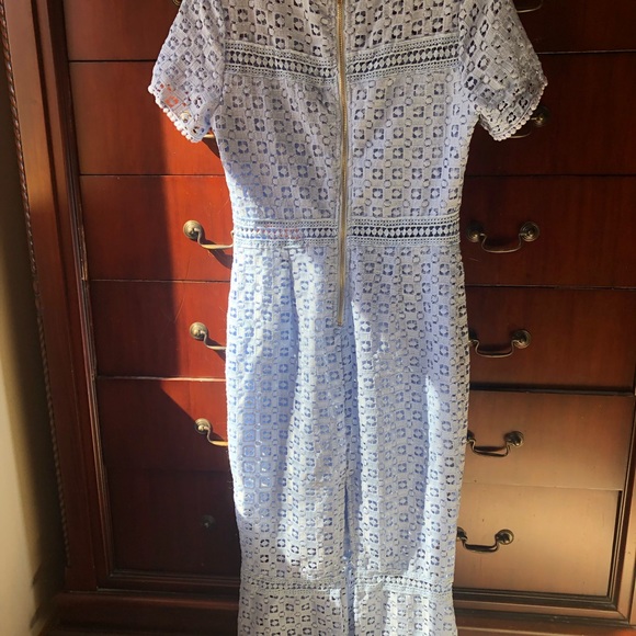 Beautiful Baby Blue Crochet Maxi Dress by Showny Size L - Picture 2 of 3